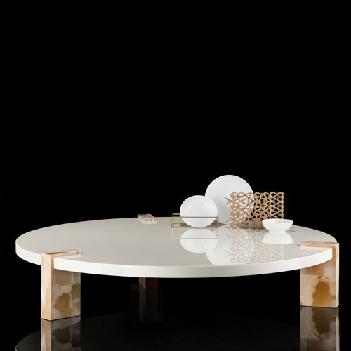 Table basse contemporaine - PAESTUM - Arcahorn - en bois laqué brillant / avec piètement en bois / ronde