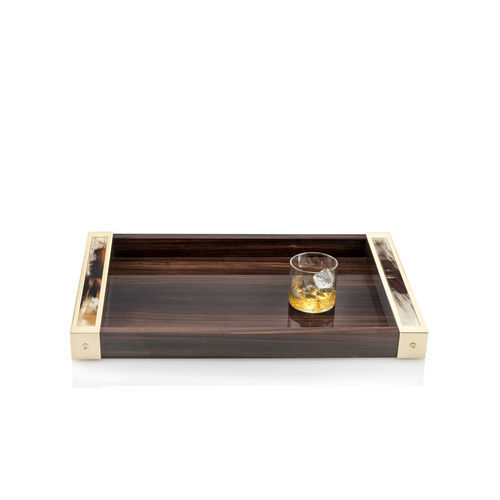 Plateau de service en bois - MIDA - Arcahorn - en laiton plaqué or