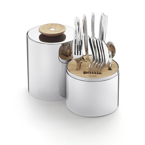 Couvert en acier - B02406299 - Argenteria Christofle srl - en chêne blanc / en acier inoxydable poli / professionnel