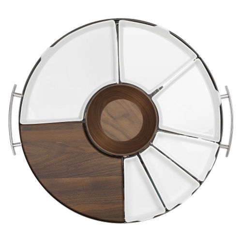 Plateau de service en noyer - B05900599 - Argenteria Christofle srl - en inox / en porcelaine / professionnel