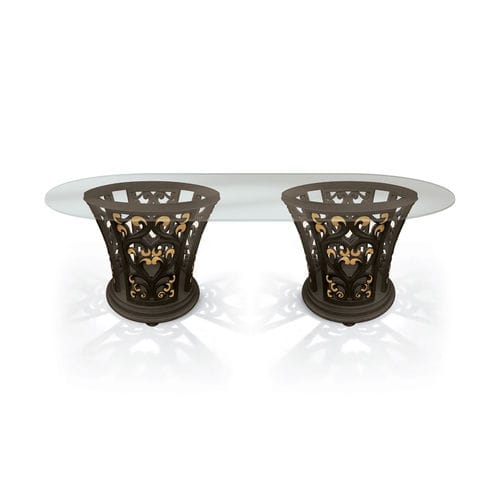 Table de style - ART. 6113 - CARPANESE HOME - en verre / avec piètement en bois / ovale