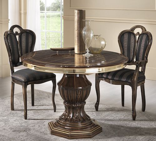 Table à manger de style - VENUS - Ben Company srl Industria Mobili - en noyer / avec piètement en noyer / ronde
