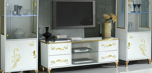 Support TV sur pied de style - SOFIA - Ben Company srl Industria Mobili - avec étagères / avec tiroirs / en placage de bois