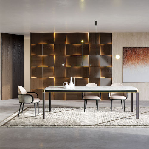 Table à manger contemporaine - TUDOR-R - Capital Collection - en bois / en marbre / avec piètement en métal
