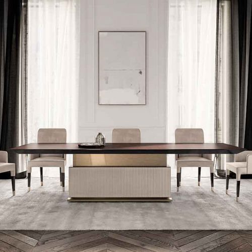 Table contemporaine - ROCK R - Capital Collection - en bois / avec piètement en métal / avec piètement en cuir