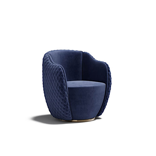 Fauteuil contemporain - Audrey S - Capital Collection - en tissu / en cuir / marron