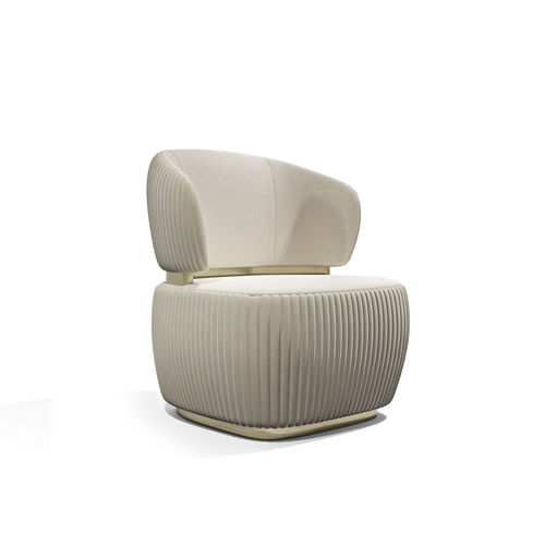 Fauteuil contemporain - Bon Ton - Capital Collection - en tissu / en cuir / beige