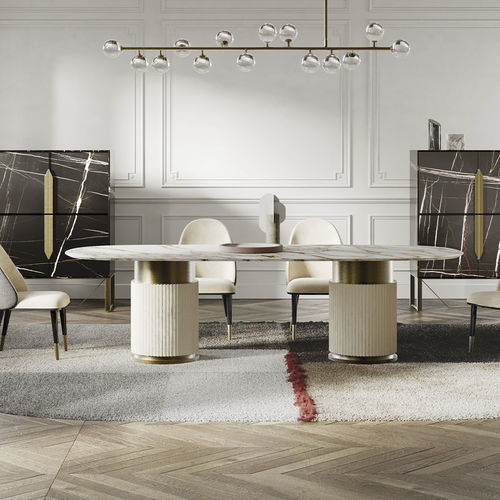 Table contemporaine - Rock - Capital Collection - en bois / en marbre / avec piètement en métal