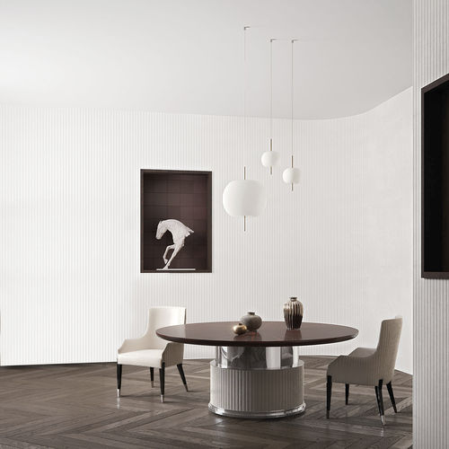 Table contemporaine - ROCK T180 - Capital Collection - en bois / avec piètement en métal / avec piètement en cuir