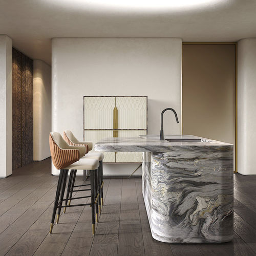 Chaise de bar contemporaine - DIVA H-L - Capital Collection - d'intérieur / en tissu / avec piètement en métal laqué