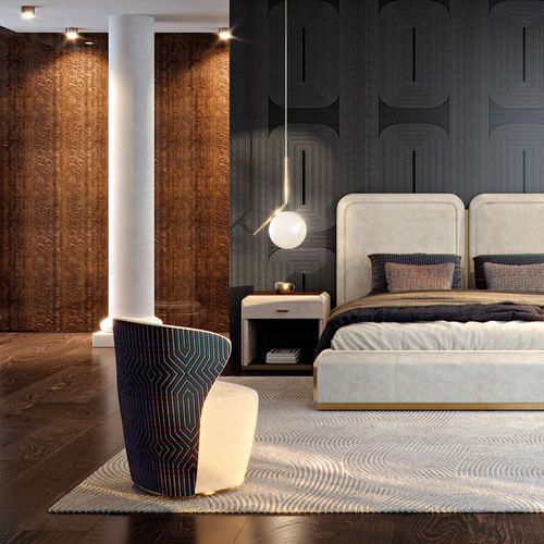 Chauffeuse contemporaine - VORTEX M - Capital Collection - en tissu / en cuir / en bois