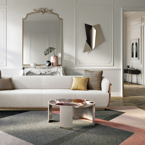 Table basse contemporaine - JEWEL .90 - Capital Collection - en bois / en marbre / avec piètement en cuir