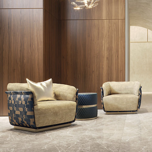Table d'appoint contemporaine - COOKIE SERVICE - Capital Collection - en bois / en marbre / avec piètement en cuir