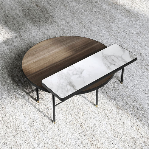 Table basse contemporaine - Parure - Capital Collection - en bois / en marbre / avec piètement en métal
