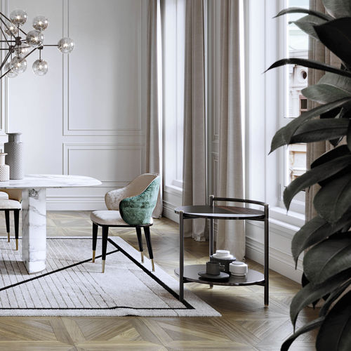 Table d'appoint contemporaine - Oliver - Capital Collection - en bois laqué / en marbre / avec piètement en métal