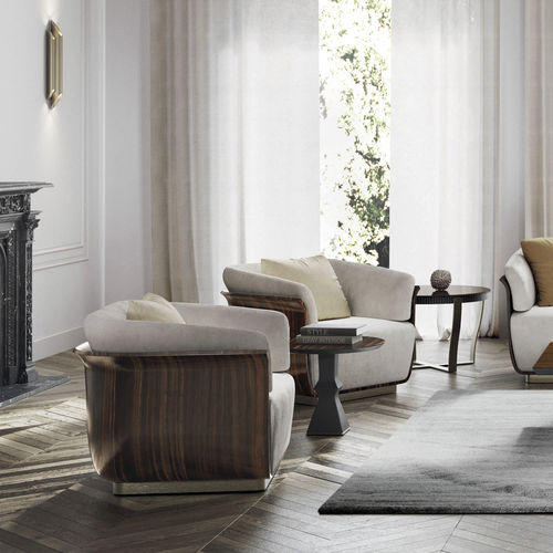 Fauteuil contemporain - Allure - Capital Collection - en tissu / en bois / beige