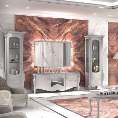 Ensemble TV mural de style - Emerald  - Casa +39 Arte & Stile - en bois / avec tiroirs