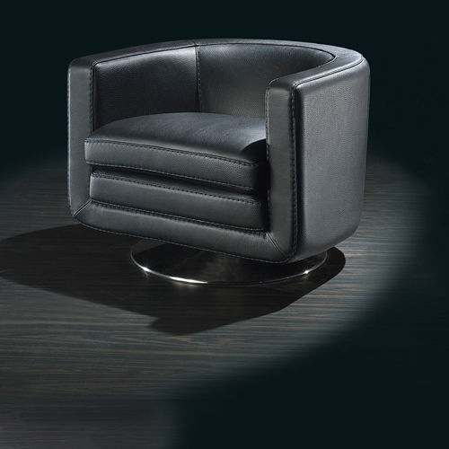 Fauteuil contemporain - TOKIO - Cattaneo Fratelli snc di BrunoVirginio & C. - en cuir / noir / pivotant