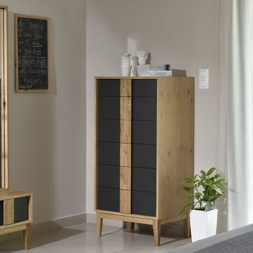 Chiffonnier contemporain - KOREY - De-code, Lattas Nik. Spyridon - en bois laqué / en bois massif / noir