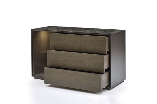 Commode contemporaine - TOSKA - De-code, Lattas Nik. Spyridon - en bois laqué / en placage de bois / en verre