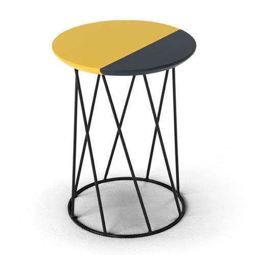 Table d'appoint contemporaine - BERRY - Dienne Salotti srl - en bois laqué / avec piètement en fer / ronde