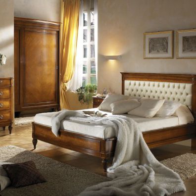 Lit double - 7636GAM - Ebanart srl - classique / avec tête de lit tapissée / en tissu
