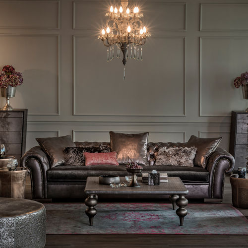 Canapé chesterfield - BENTLEY - Estetik Decor - en tissu / en cuir / avec accoudoirs
