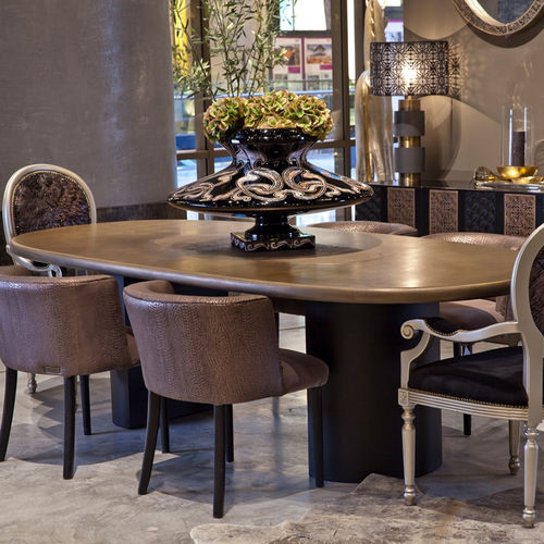 Table à manger contemporaine - JUDITH GLOW LASERED - Estetik Decor - en bois / en marbre / en cuir