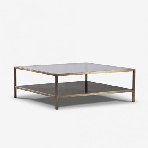 Table basse contemporaine - CHAMPAGNE - Estetik Decor - en verre / en bois / en cuir