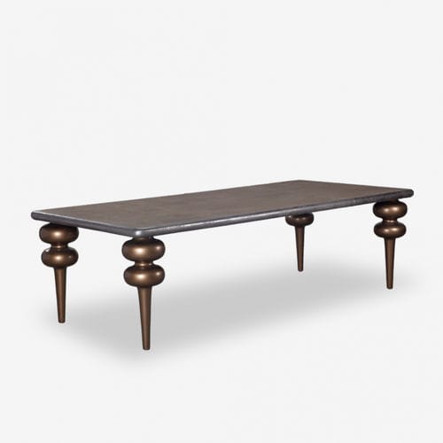 Table à manger contemporaine - LAREN GLOW LASERED - Estetik Decor - en cuir / avec piètement en bois / rectangulaire