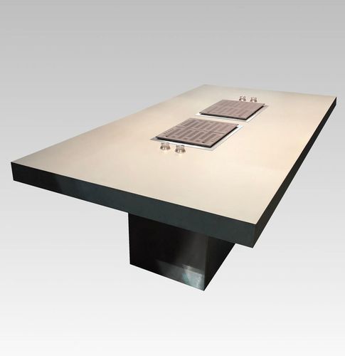 Table à manger contemporaine - Scottone - Laboratorio Mattoni - en céramique / avec piètement en acier inoxydable / rectangulaire