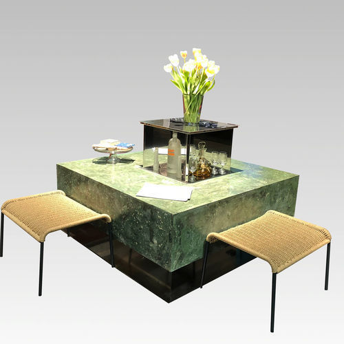 Table basse contemporaine - Hold - Laboratorio Mattoni - en acier / avec piètement en acier inoxydable / carrée