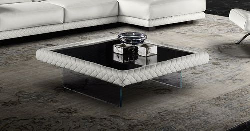Table basse contemporaine - DIAMOND - Lof's - Interior - - en verre / en cuir / rectangulaire