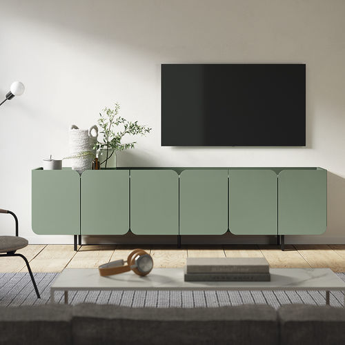 Meuble TV contemporain - Tulip - Mobenia - 4 portes / en MDF laqué / en mélaminé