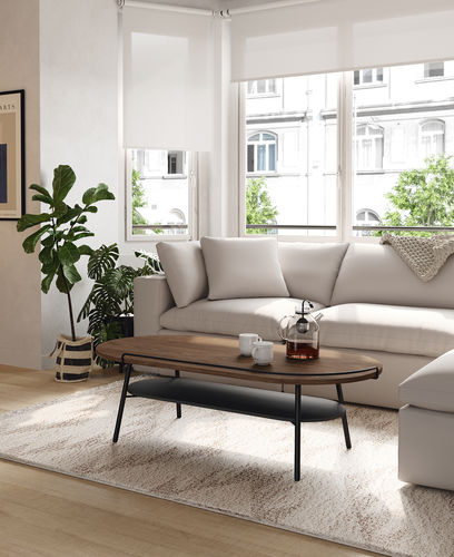Table basse contemporaine - Fez - Mobenia - en MDF laqué / en mélaminé / avec piètement en métal