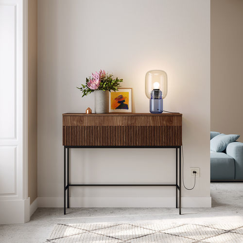 Console contemporaine - welcome - Mobenia - en MDF laqué / en mélaminé / avec piètement en métal