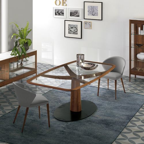 Table à manger contemporaine - DIAMANTE - Oliver B. Group srl - en bois massif / en verre / en métal
