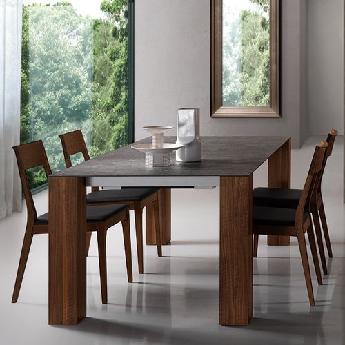 Table à manger contemporaine - THIN  - Oliver B. Group srl - en noyer / rectangulaire / à rallonge
