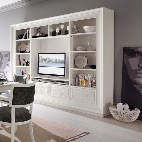 Ensemble TV mural classique - ART. 6048 - Francesco Pasi Srl - en bois laqué