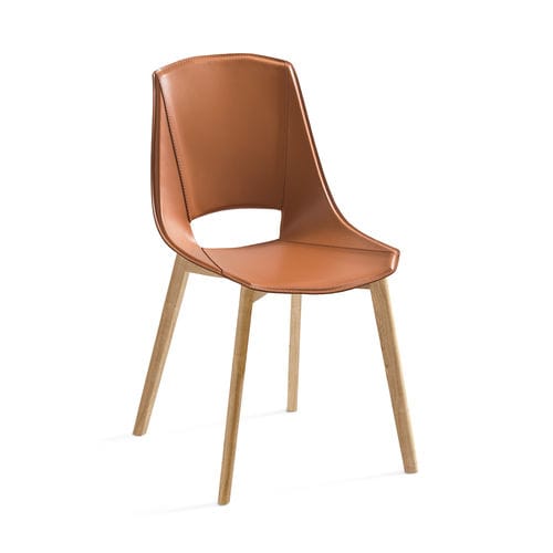Chaise contemporaine - EVA 5 - Point srl - d'intérieur / en bois massif / en cuir