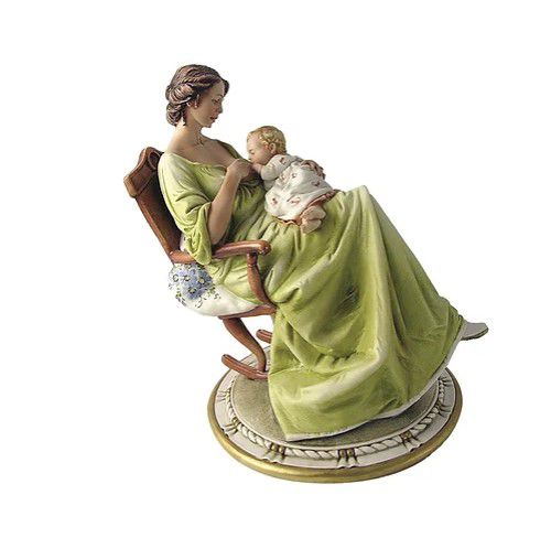 Sculpture en porcelaine - Mother on rocking chair - Porcellane Principe snc - multicolore / figuratif