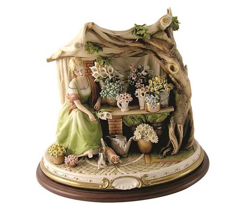 Sculpture en porcelaine - Flowers seller - Porcellane Principe snc - multicolore
