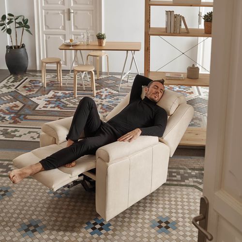 Fauteuil contemporain - BLUS - Tapizados Acomodel Yecla sl - en mousse de polyuréthane / en tissu / en acier