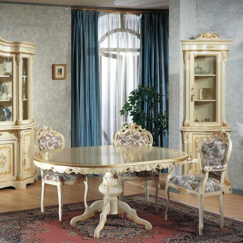Table à manger de style - ART.9903  - Tarocco Vaccari Group srl - en bois laqué / ovale / résidentielle