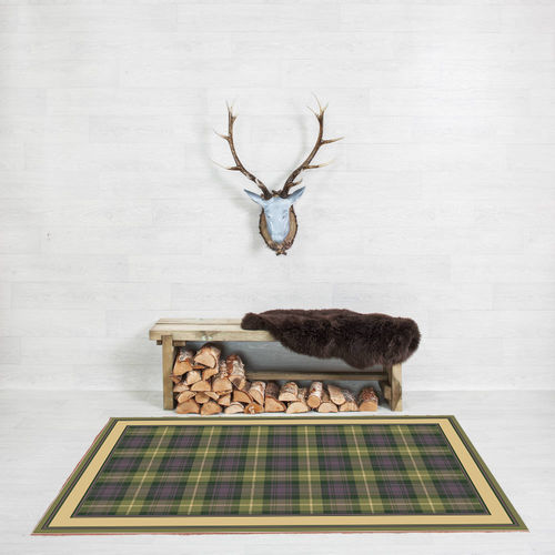 Tapis traditionnel - HEATHER GREEN TRAMLINE BORDER - STEVENS AND GRAHAM - motif abstrait / en laine / rectangulaire