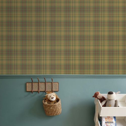Papier peint classique - BUCHANAN HUNTING - STEVENS AND GRAHAM - à carreaux / aspect papier peint / jaune