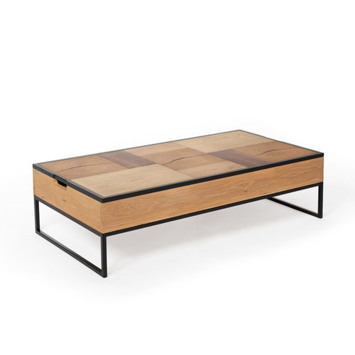 Table basse contemporaine - DUO - RALPH M. - en chêne / avec piètement en acier / rectangulaire