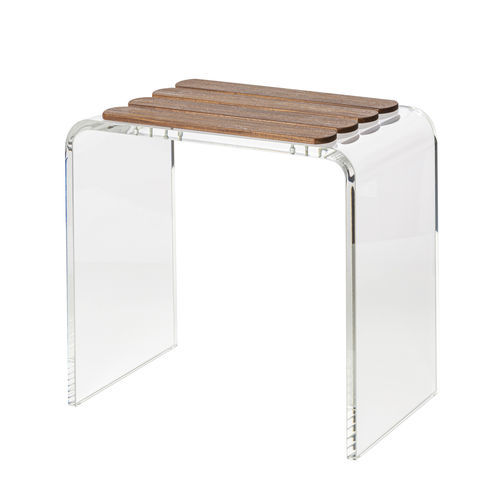 Tabouret de douche contemporain - Tancho  - CIPI' - en teck / avec piètement en Plexiglas® / double