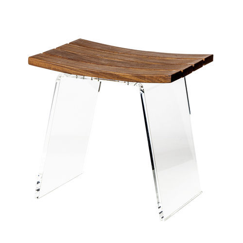 Tabouret de douche contemporain - Koi  - CIPI' - en teck / avec piètement en Plexiglas® / double