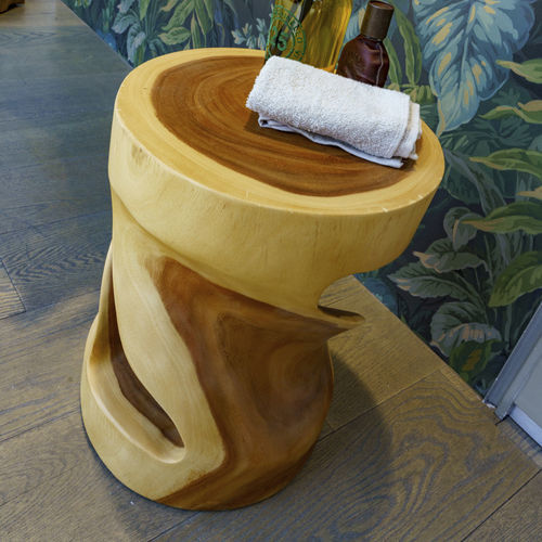 Tabouret contemporain - Twister  - CIPI' - en bois massif / avec piètement en bois / piètement central